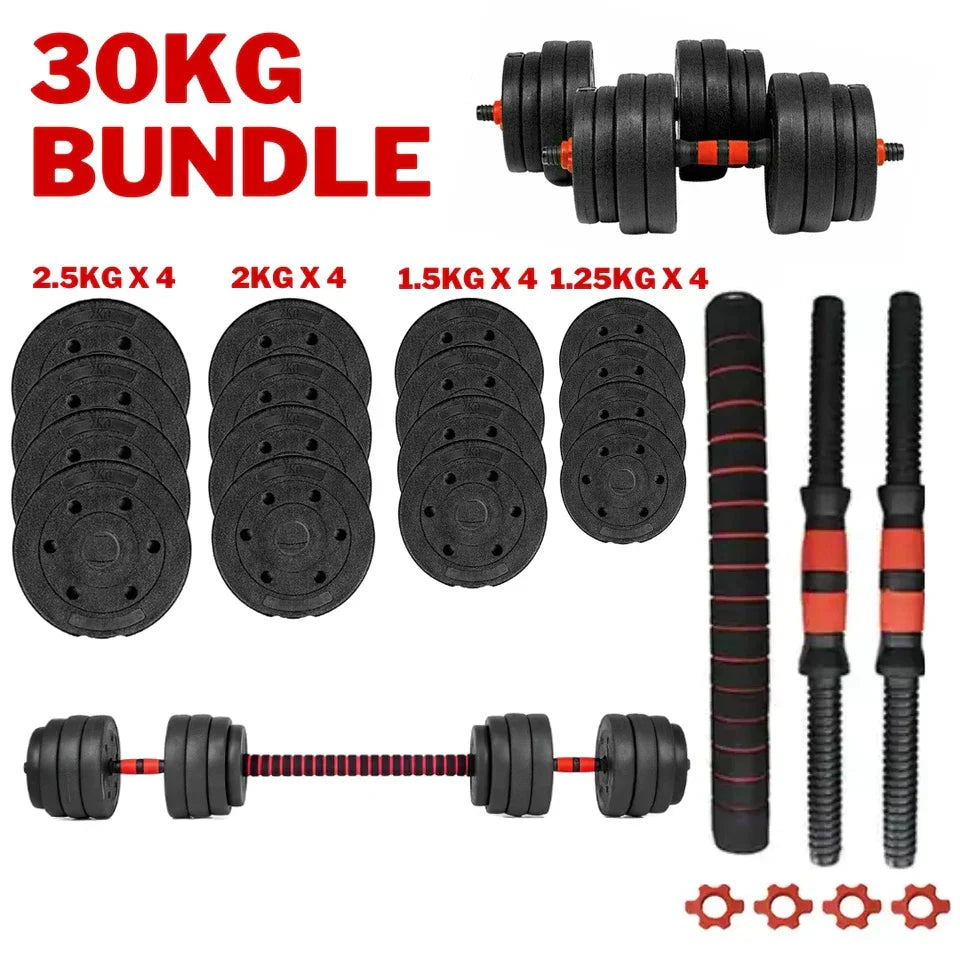 30kg Dumbbells Barbell Set with Connecting Rod