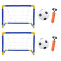 2 x Childrens Football Soccer Goals, Ball, Pump Posts & Nets Indoor Outdoor Set