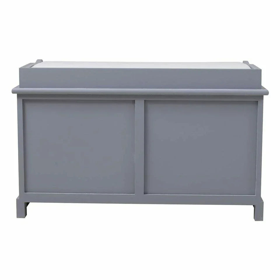 Large Shoe Storage Bench with Seat Cushion And 2 Rattan Basket Organiser Hallway