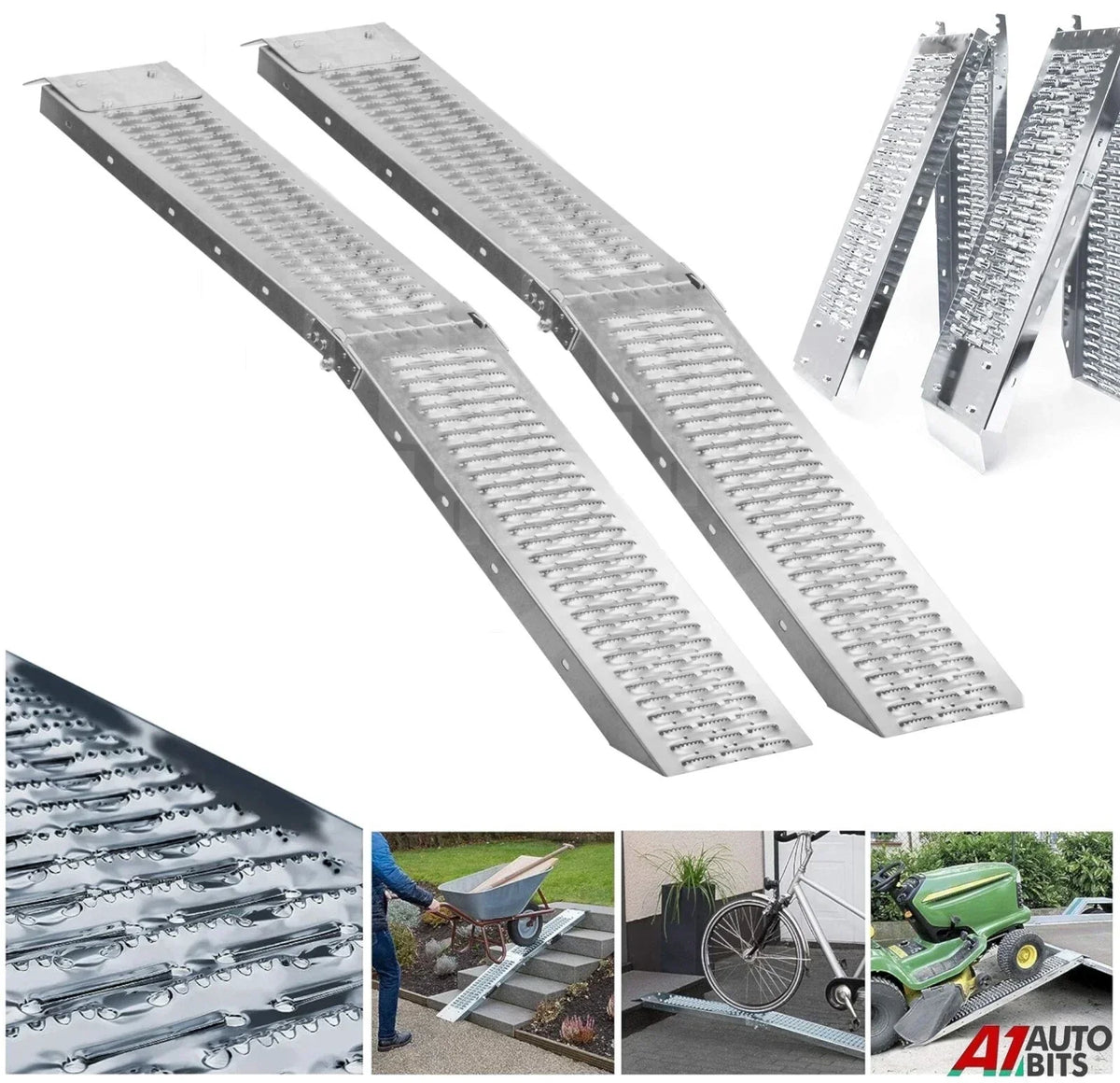 2x Large 180cm foldable loading ramp up to 400 kg load Capacity