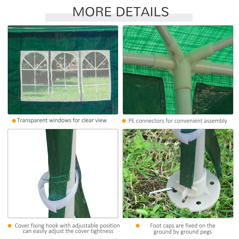 9m x 3m Outdoor Garden Gazebo Wedding Party Tent Canopy Marquee Green