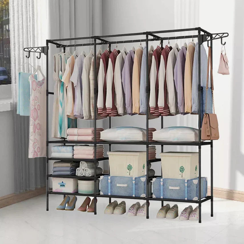 Clothes Rail Rack Garment Hanging Stand Shoe Storage Shelf Open Wardrobe