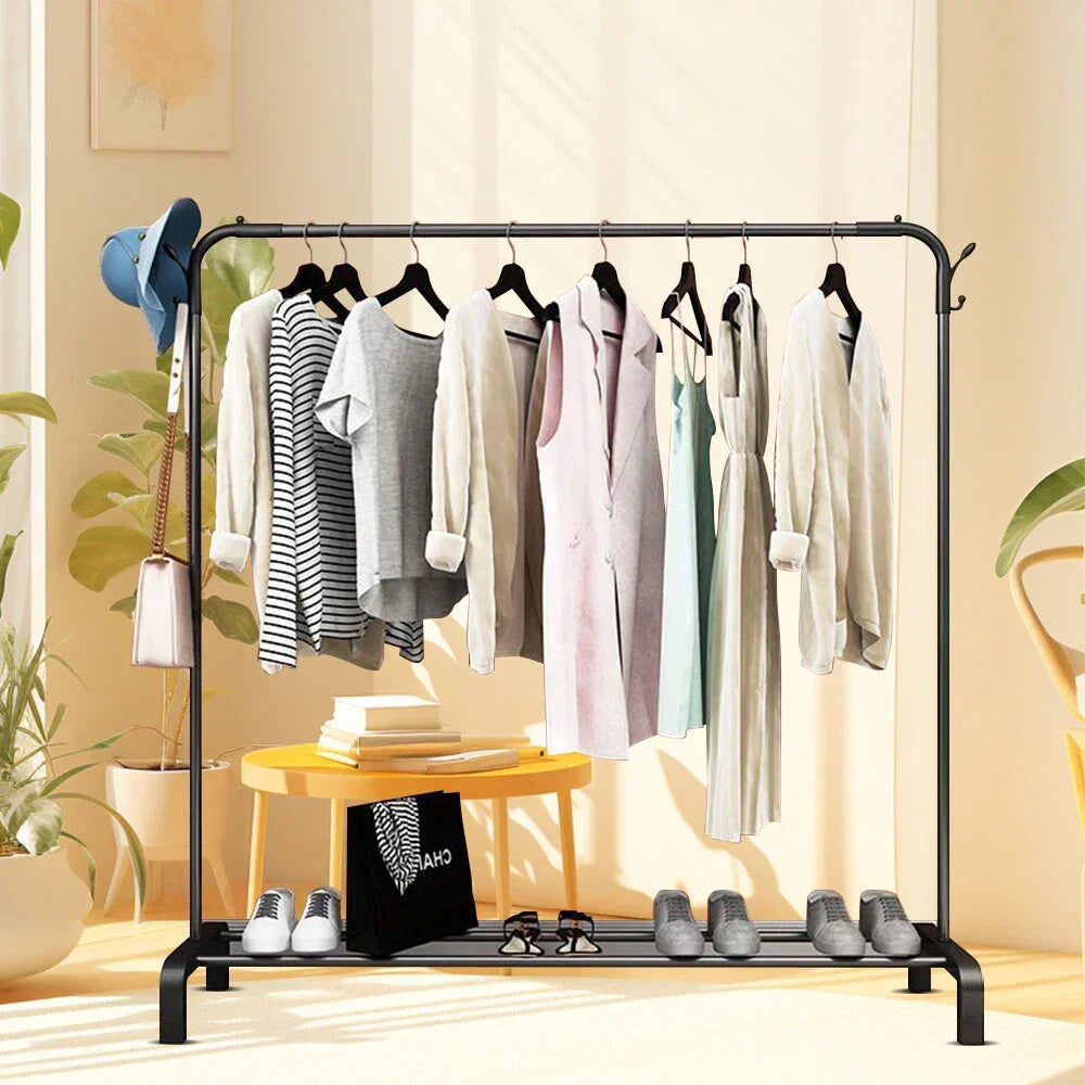 Heavy Duty Metal Clothes Rack Single Rail Garment Dress Indoor