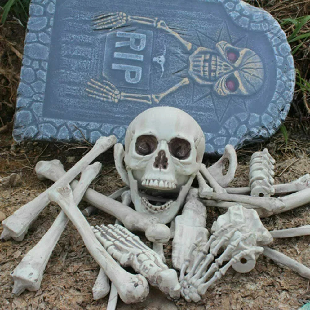 28PCS Bag of Bones Human Skull Skeleton Halloween Scary Pirate Party Decoration