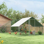 Walk In Chicken Run Galvanized Chicken Coop Hen House w/ Water-Resist Cover