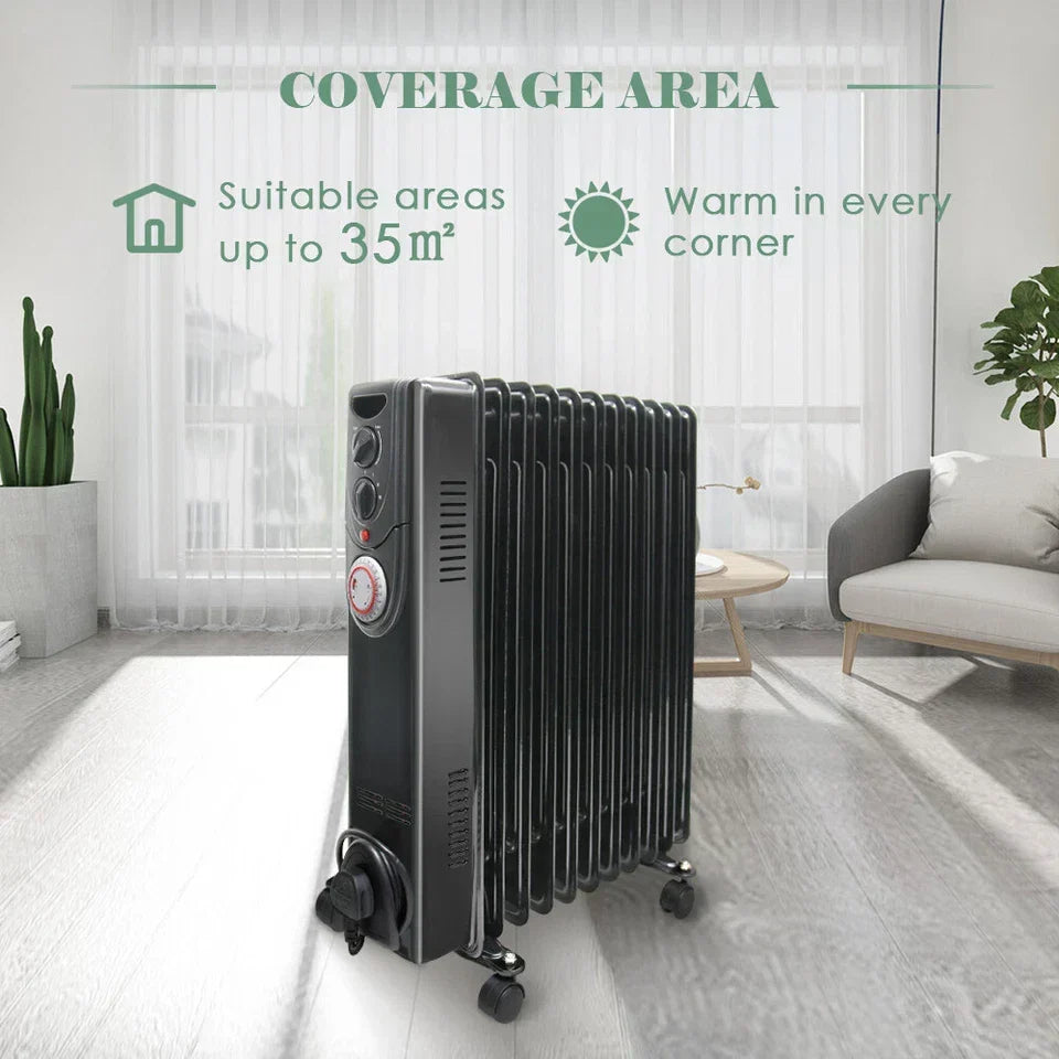Oil Filled Radiator Portable Electric Heater Thermostat 6 7 9 11 Fin White Black