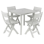 5PCs White Plastic Garden Dining Table with Chairs Set Patio Deck Outdoor Furniture
