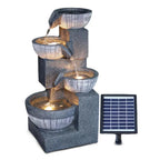 Solar Garden Water Feature Fountain Deco- ration 4 Tier Bowl LED Outdoor Indoor