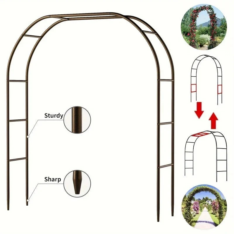 1Pc, Metal Garden Arch, 100Inch Large Size Heavy Duty Steel Frame Garden Arch