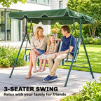 3-Seat Swing Chair Garden Swing Seat with Adjustable Canopy for Patio Green
