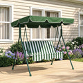 3-Seat Swing Chair Garden Swing Seat with Adjustable Canopy for Patio Green