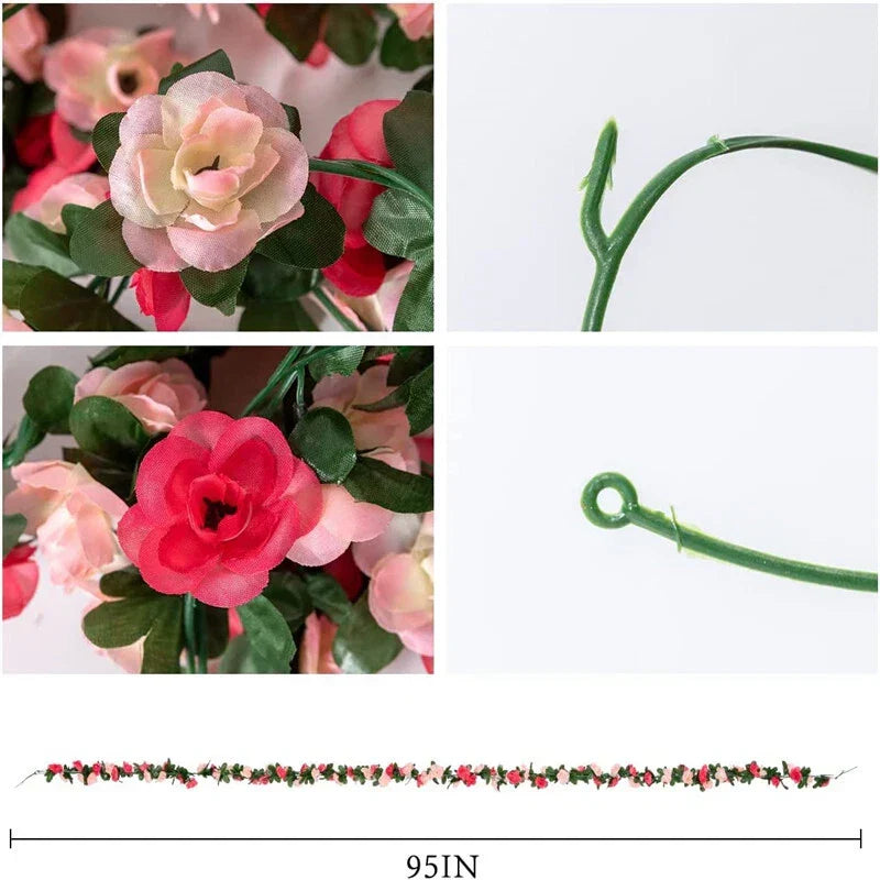 6pcs pink 48 FT Flower Garland Fake Rose Vine Artificial Flowers Hanging decor