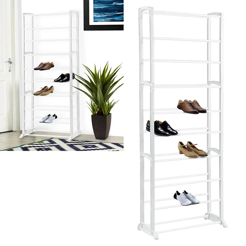 10 Tier Shoe Rack Stand Footwear Organiser Storage Metal Shelf 30 Pairs Unit