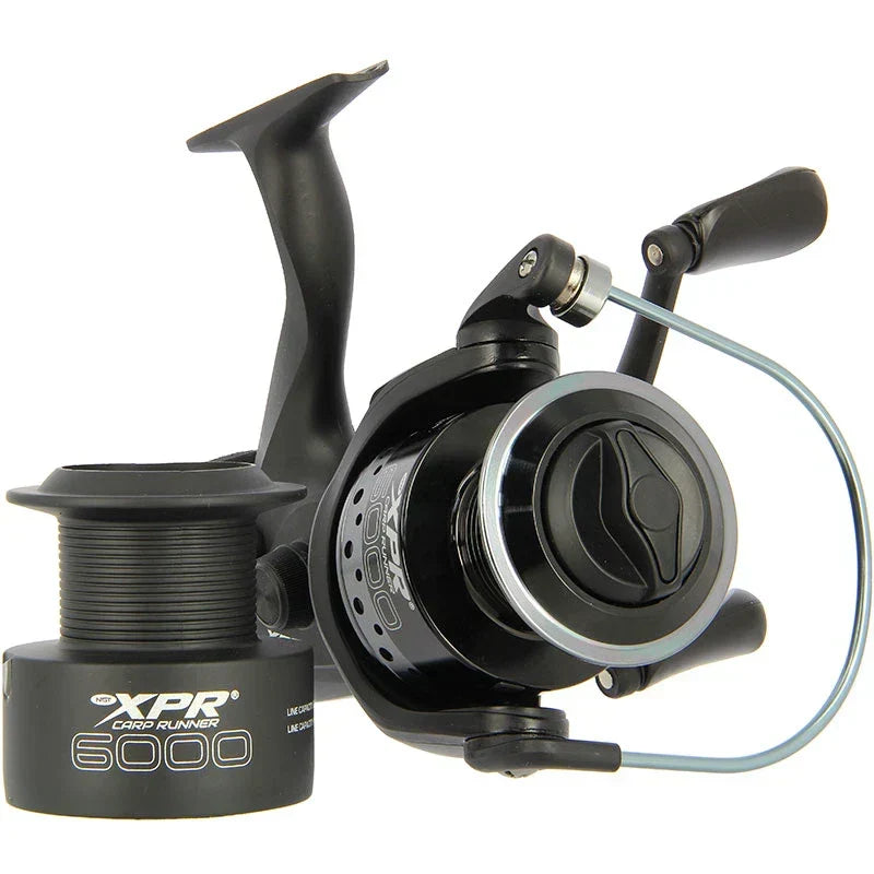 2x NGT XPR 6000 Carp Fishing Bait Runner Reels Twin Handle 10BB + Spare Spools