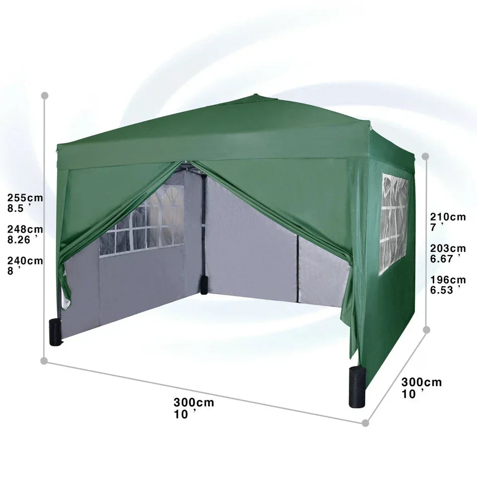 3x3m Pop up Heavy Duty Gazebo With Sides And Weight bags