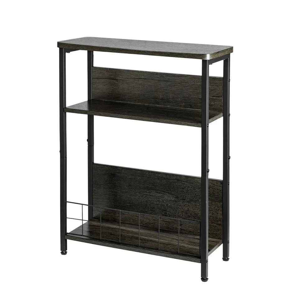 Vintage Narrow Side Table with Storage Shelf, 3 Tier Slim End Table Modern Sofa
