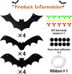 12PCS Halloween Hanging Bats, Halloween Flying Bat Hanging Decorations