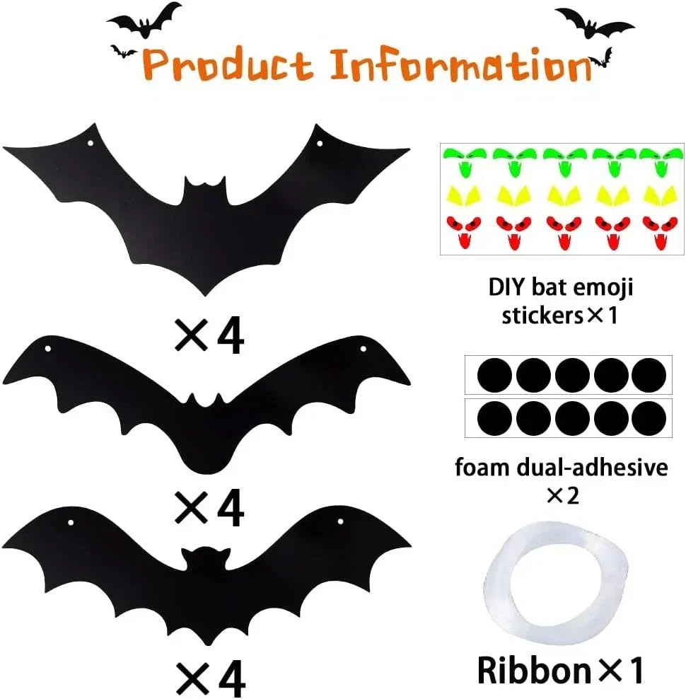 12PCS Halloween Hanging Bats, Halloween Flying Bat Hanging Decorations