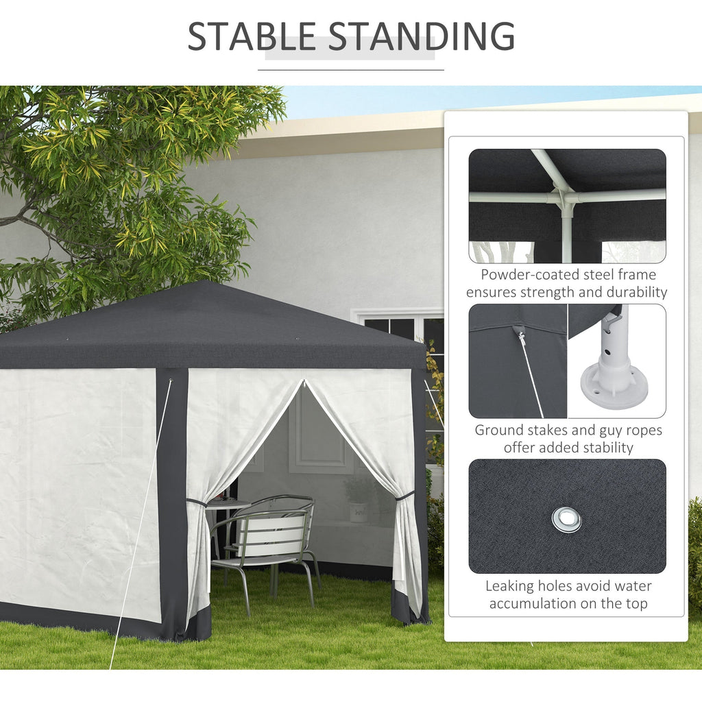 Dark Grey Hexagonal Metal Netting Gazebo Patio Out- door Canopy Party Marquee
