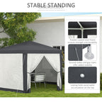 Dark Grey Hexagonal Metal Netting Gazebo Patio Out- door Canopy Party Marquee