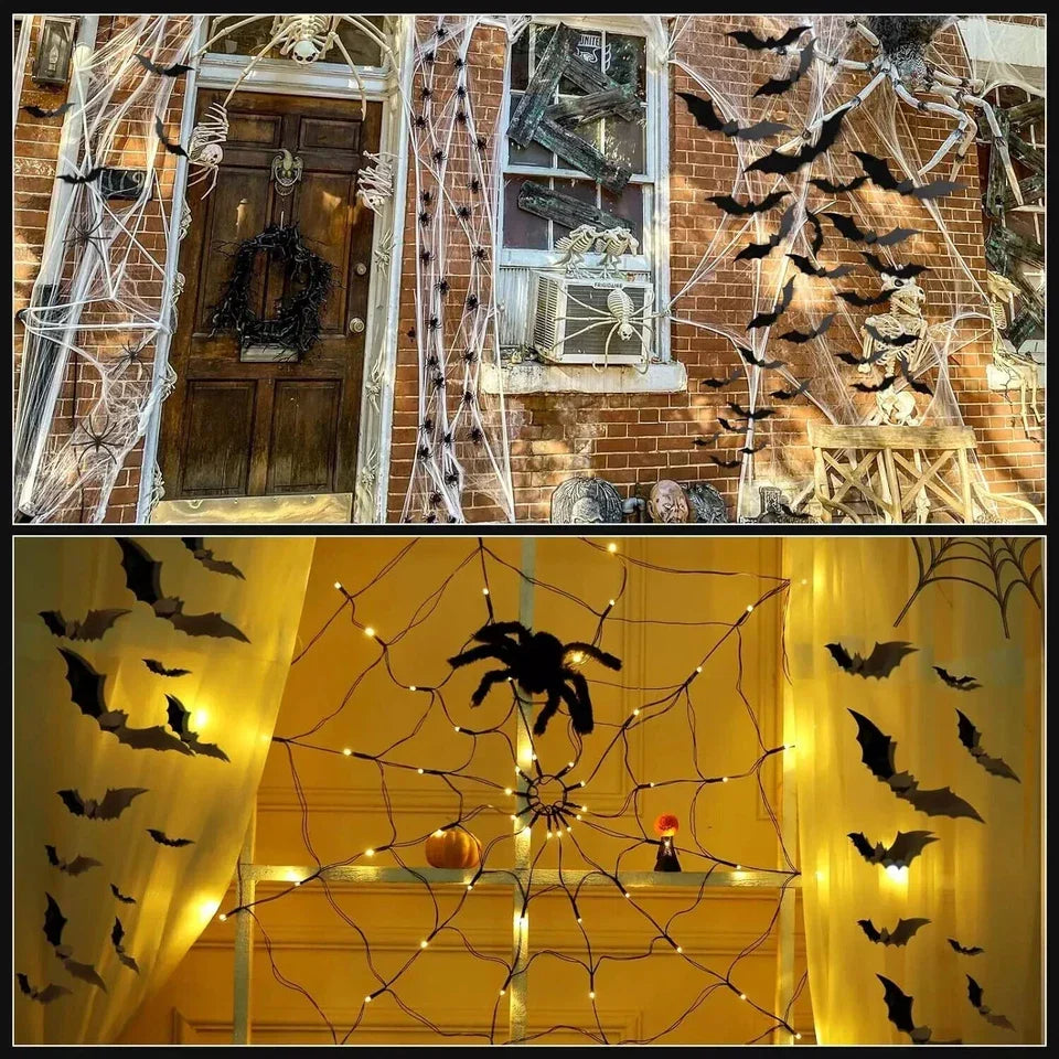 100cm LED Light Halloween Decoration Giant Spider Web Party Props Outdoor Decor