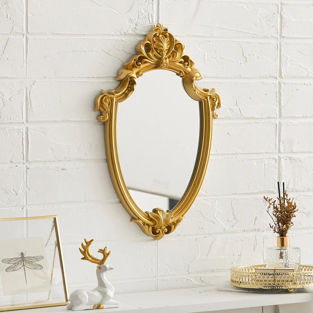 Vintage Ornate Gold Wall Mirror Baroque Carved Framed Hanging Decorative Mirror
