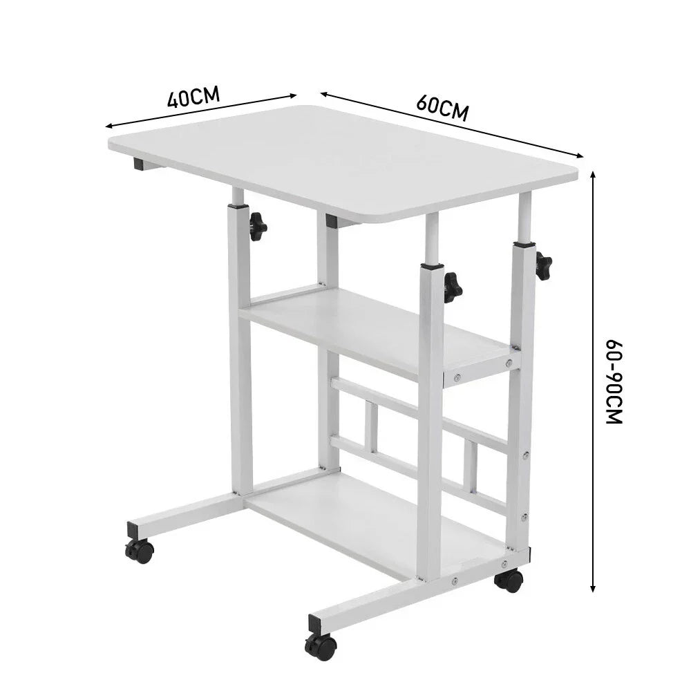 Adjustable Height Small PC Computer Desk Mobile Overbed Table Laptop Stand Shelf