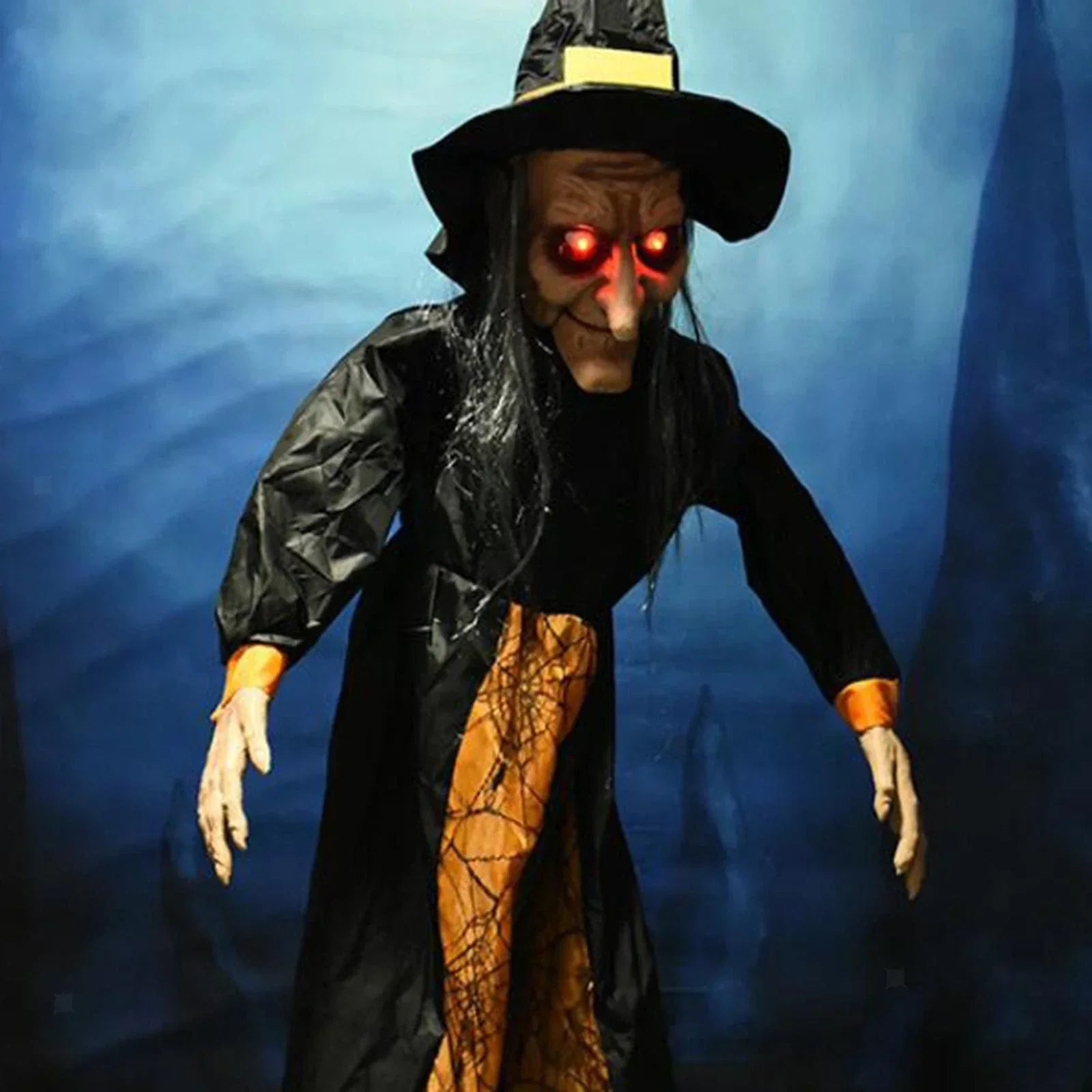 Halloween Hanging Witch Horror Witch with Red Eyes Prop Lighted Scream Witch