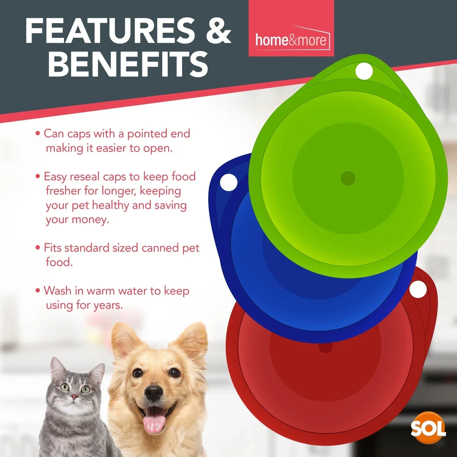 6 Plastic Can Lids Reusable Pet Food Caps Covers Dog Cat Tin Tops Fresh Storage