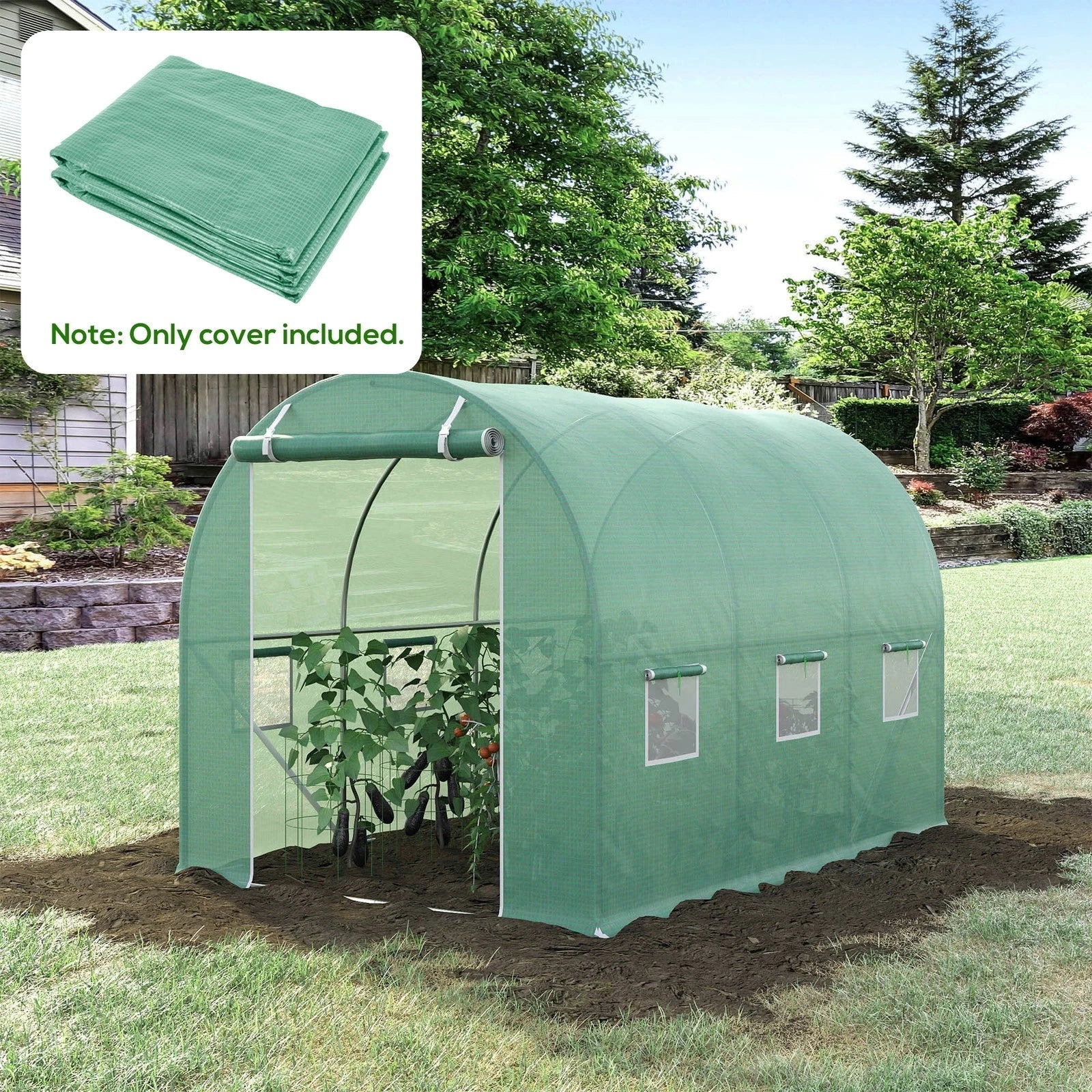 3 x 2 x 2m Greenhouse Replacement Cover ONLY for Tunnel Greenhouse