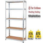 5 Tier Racking Shelf Heavy Duty Garage Shelving Storage Shelves 180x90x30cm
