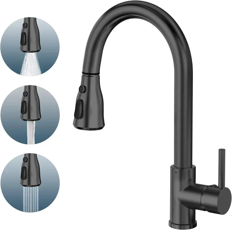 360° Kitchen Sink Mixer Taps Pull Out Spout Spray Single Lever Modern