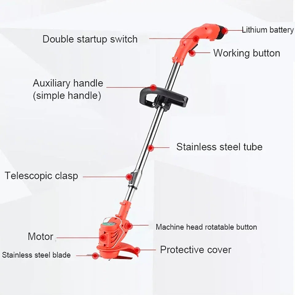 3-in-1 Cordless Strimmer Grass Trimmer Cutter Garden Lawn Edger + 2x 12V Battery