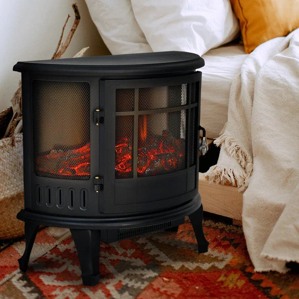 Electric Fireplace Log Burning Flame Effect Stove Fire Heater Thermal Wood