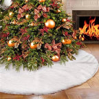 White Faux Fur Christmas Tree Skirt Base Xmas Floor Mat Ornaments Decoration UK