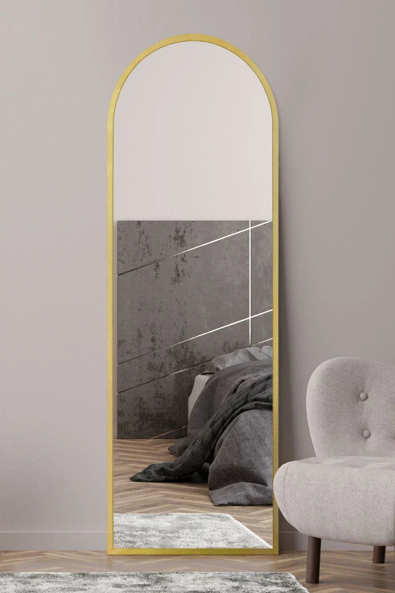 The Arcus New Extra Large Gold Framed Arched Mirror - 71" X 24" 180 x 60cm