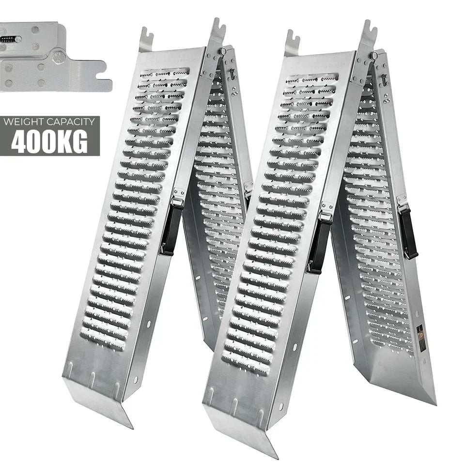 2X Foldable Loading Ramps 400KG 180Cm For Golf Buggy Lawnmower Quad Scooter