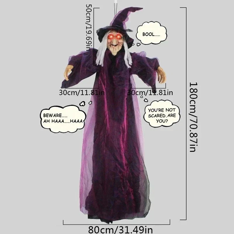 Halloween Life Size Talking Witch Animated Spooky Animatronic Witch Scary Decor