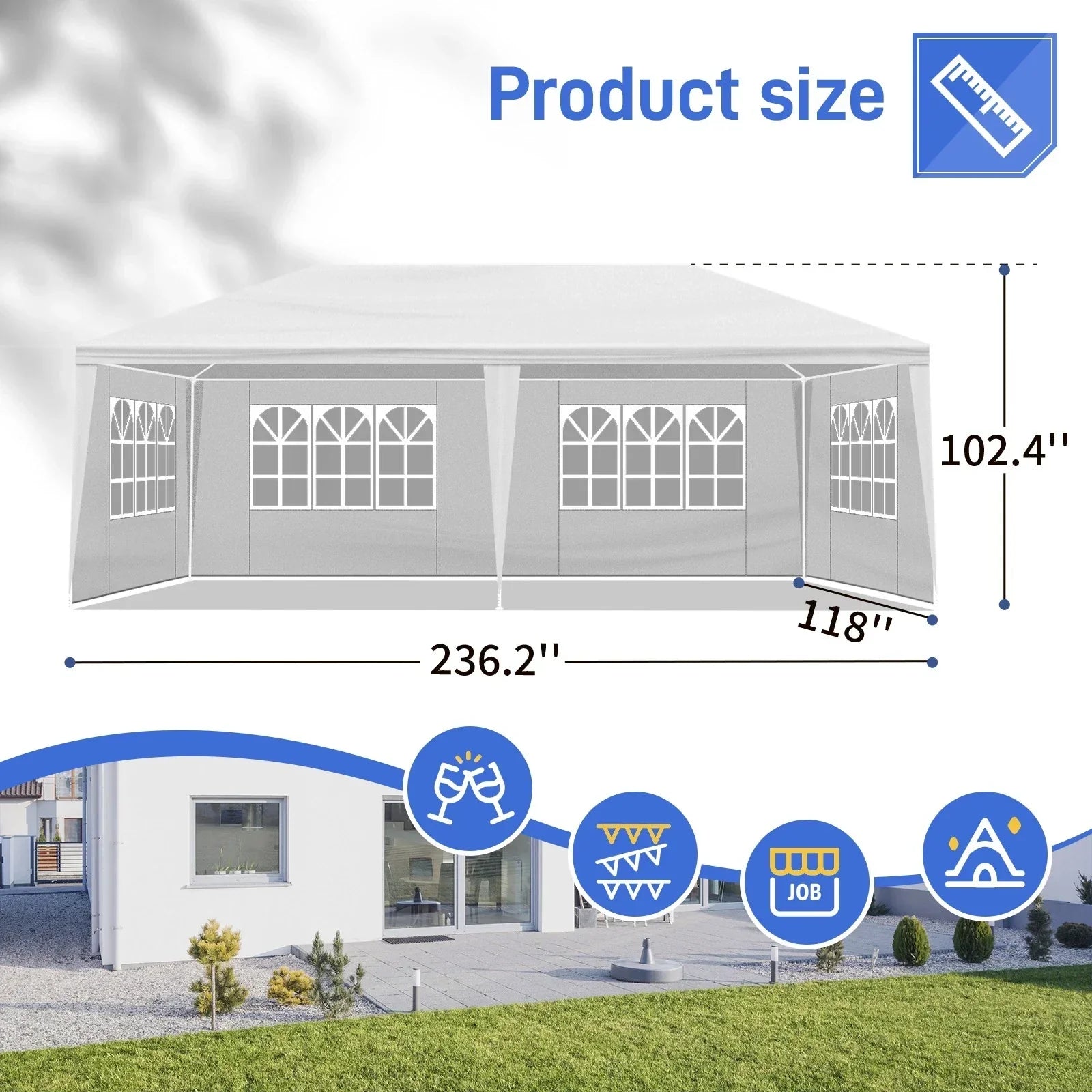 3x6M Gazebo Marquee Party Tent With Sides Waterproof Garden Patio Outdoor Canopy