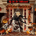 2M Big Spider+5M Web Set Halloween Haunted House Prop Indoor Outdoor Home Decor