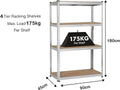 4 Tier Racking Shelf 180x90x45cm Heavy Duty Garage Shelving Storage Shelves Unit