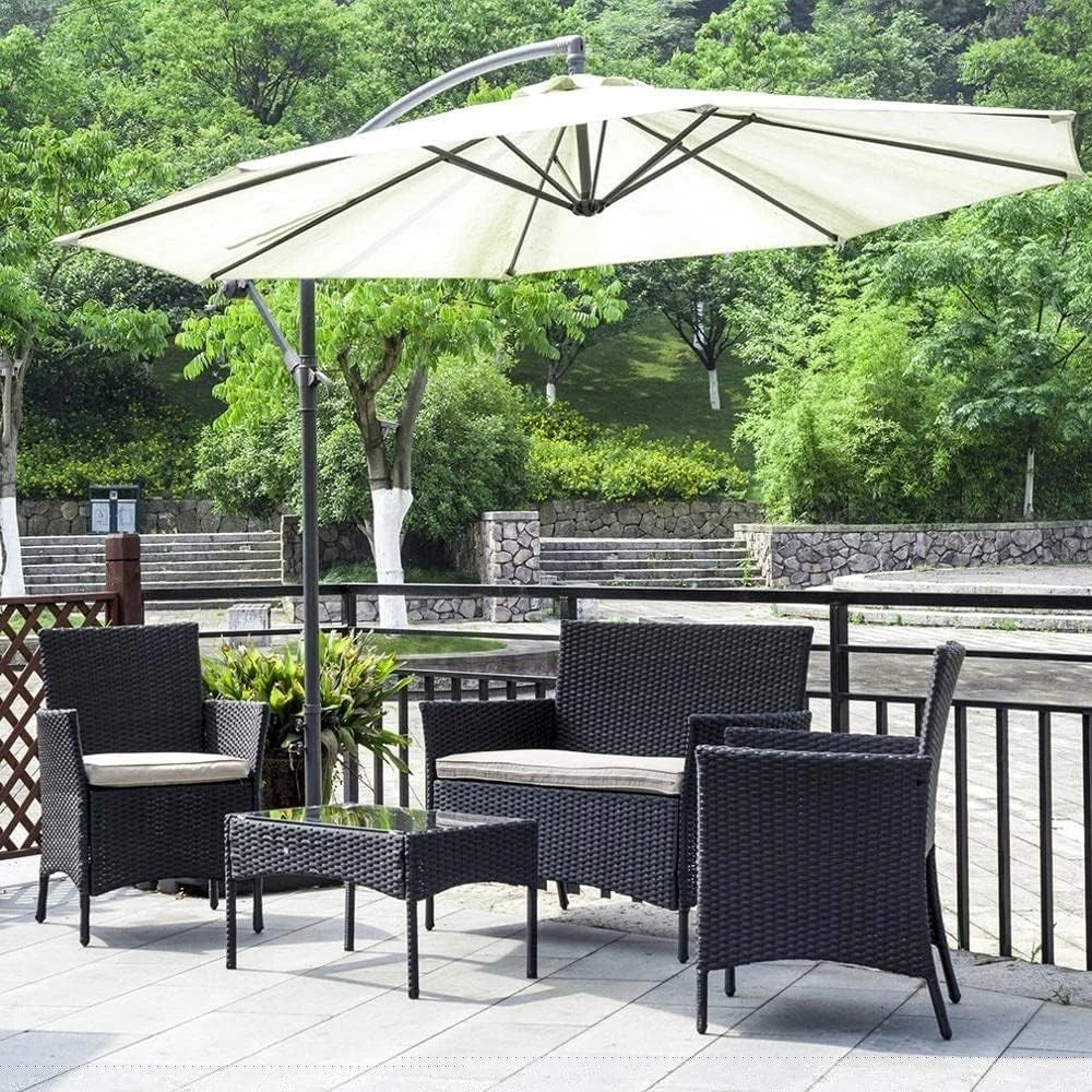 Outdoor Rattan Garden Furniture Sofa Set Patio Wicker Chairs Table 4Pieces