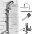 Shower Kit Twin Head 2 Mixer Shower Heads Rail Hose Riser Square Bathroom Set