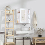 Wall Mounted Bathroom Cabinet with Mirror Single Door Storage Shelves