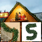 16FT Christmas Garland with LED Lights Pre Lit Stairs Home Fireplace Bushy Pine