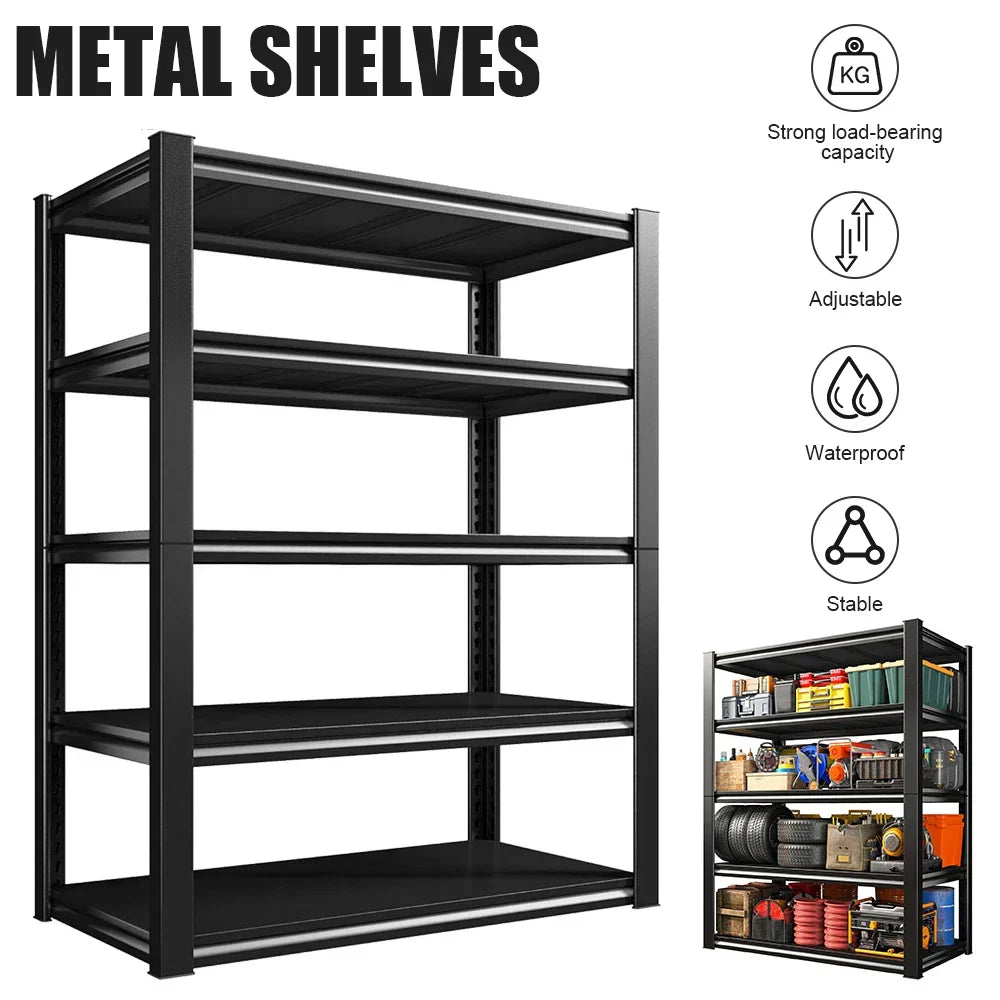 5 Tier Boltless Garage Storage Shelving Steel Racking Galvanised 198x100x50cm UK