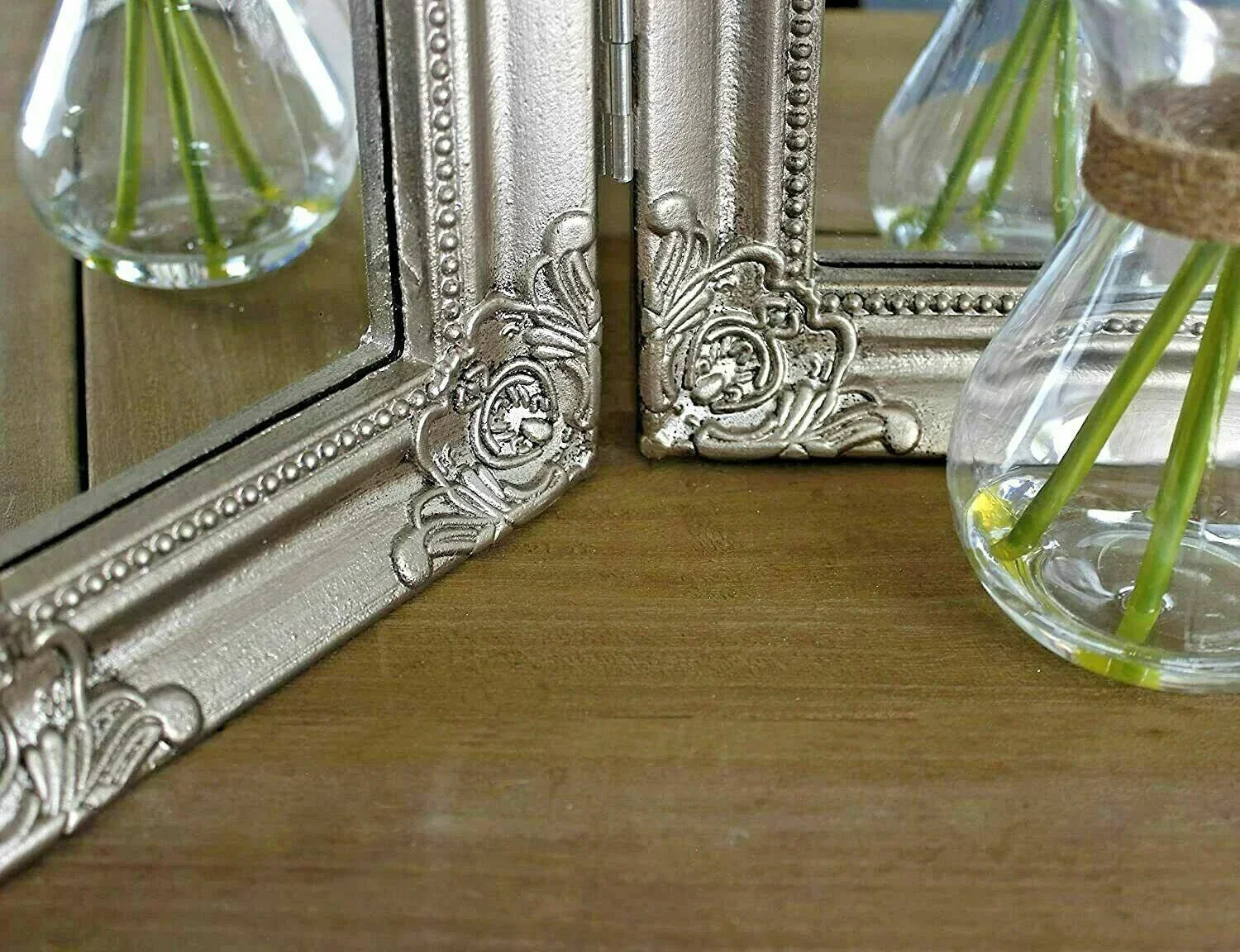 Large Dressing Table Mirror Home Decor Folding 3 Sided Tri Fold Champagne Vanity