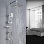 Shower Kit Twin Head 2 Mixer Shower Heads Rail Hose Riser Square Bathroom Set