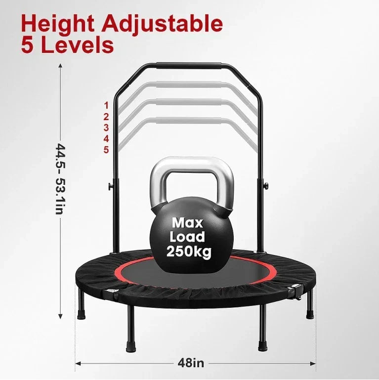 48in Foldable Fitness Trampoline Rebounder Indoor/Outdoor Body Exercise