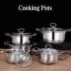 11PCS Induction Non Stick Stainless Steel Cookware Cooking Pot Pan With Lids Set